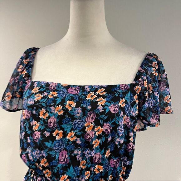 Trixxi Floral Print mini Dress with short Ruffled Sleeves cottagecore style - Picture 2 of 14